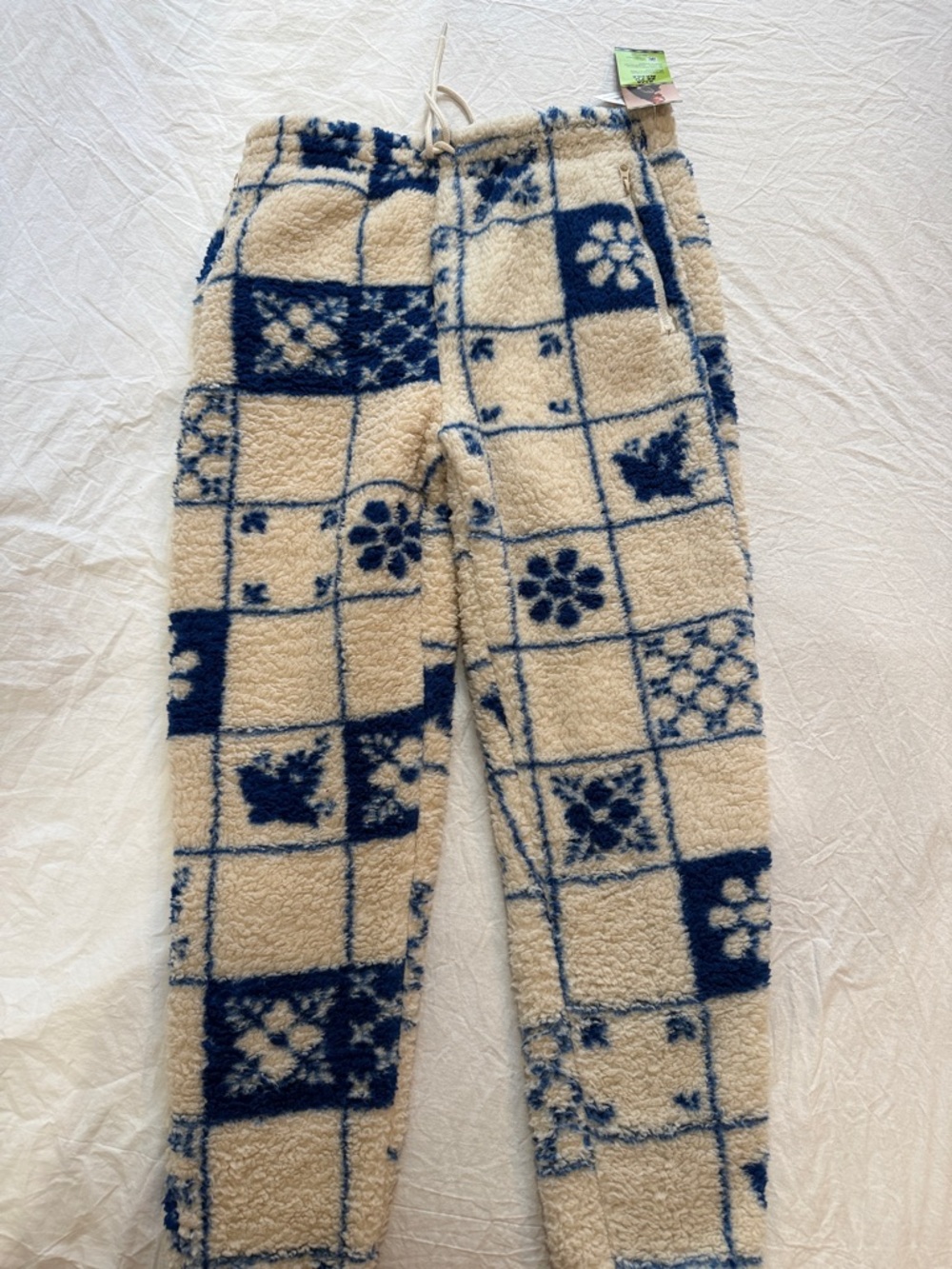 Pull&Bear Cream and Navy Sherpa Pajama Bottoms for Kids